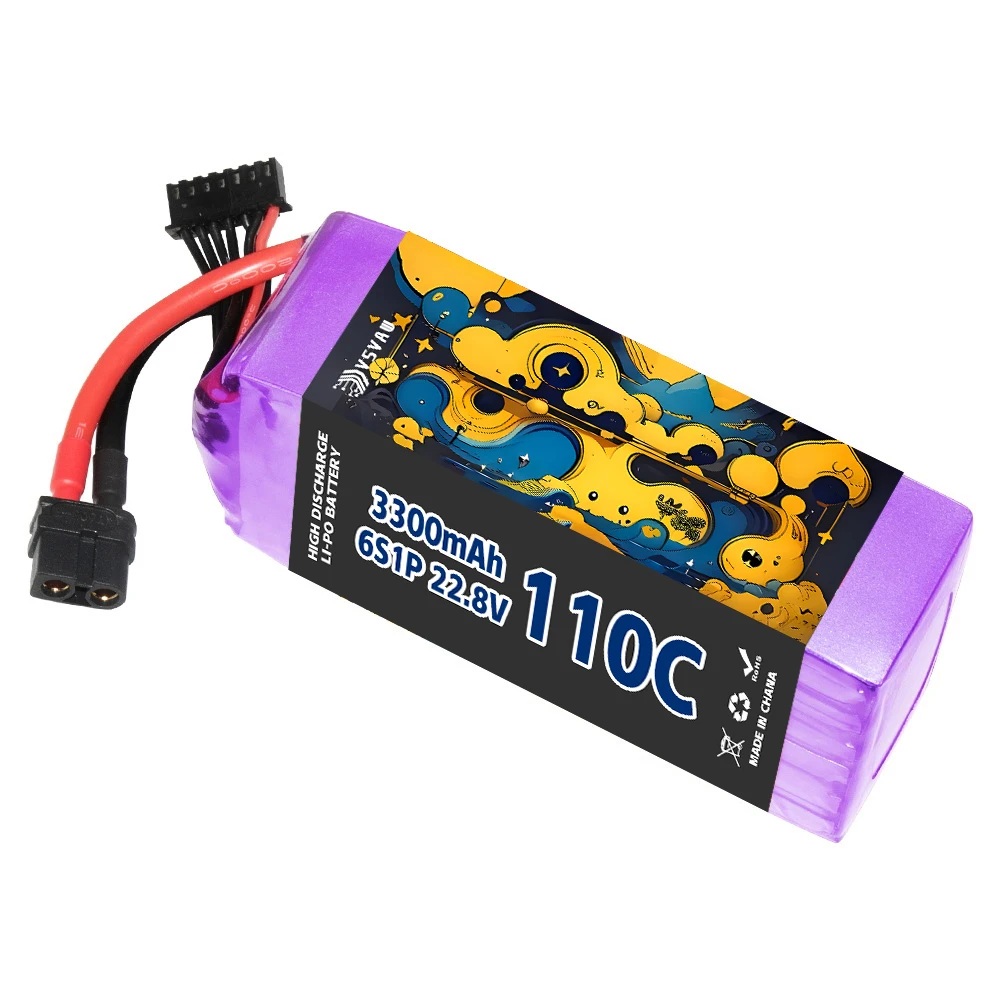 VSVAW 6S 22.8V 3300mAh 110C/220C Lipo Battery HV Mini Four Axis FPV Model Drone High Voltage High Rate Lithium ion Battery 3