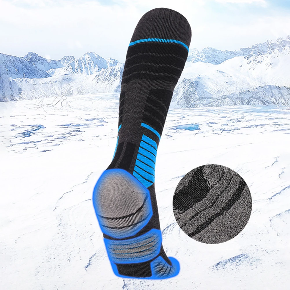 1Pair Winter Warm Thickening Ski Socks For Men Windproof Outdoor Snow Sport Travel Skiing Anti-Cold Thermal Mid Calf Stockings