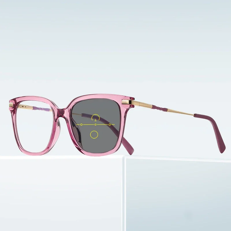 Women's Photochromic Multi-focus Progressive Reading Glasses Anti Blue Light Geometric Frame Prescription Glasses PFD2129 reading glasses anti blue light glasses