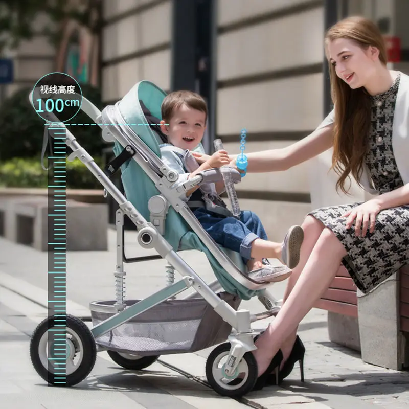 Lightweight Luxury Baby Stroller 2 in 1,Portable baby car,High Landscape Reversible Stroller,Gold Stroller Travel Pram,carriage