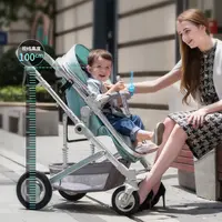 Poussette de Luxe Légère 2 en 1 pour Bébé, Voiture Portable, Haute, Réversible, Couleur Or, Landau de Voyage 3