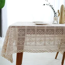 

Cotton Tablecloths, Waterproof Table Covers Lace Hollow Flower White Dining Table Coffee Table Deco
