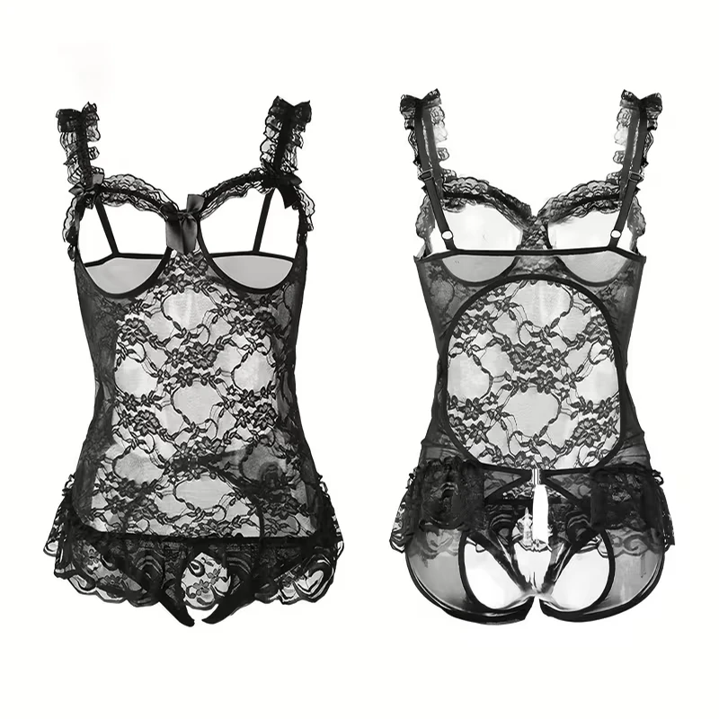 New In Hot Porn Open Bra Sex Bodysuit Crotchless Sexy Lingerie Women Underwear Babydoll Dress Lace Transparent Erotic Costumes