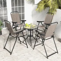 4 Pieces Patio Folding Bar Chairs, High Top Patio Bar Chair with Metal Frame & Footrest, Outdoor Bar Height Chairs for Balcony 1