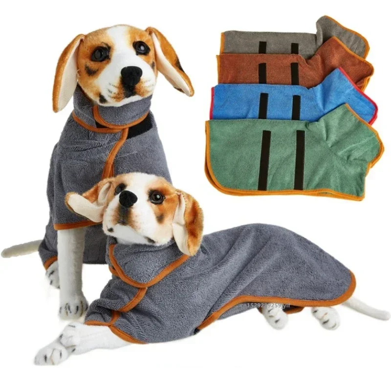 Pet Bathrobe Fast Drying Towel Microfiber Absorbent Soft Bath Robe Adjustable Towel Grooming Coat For Small Medium Large Dog pet towel