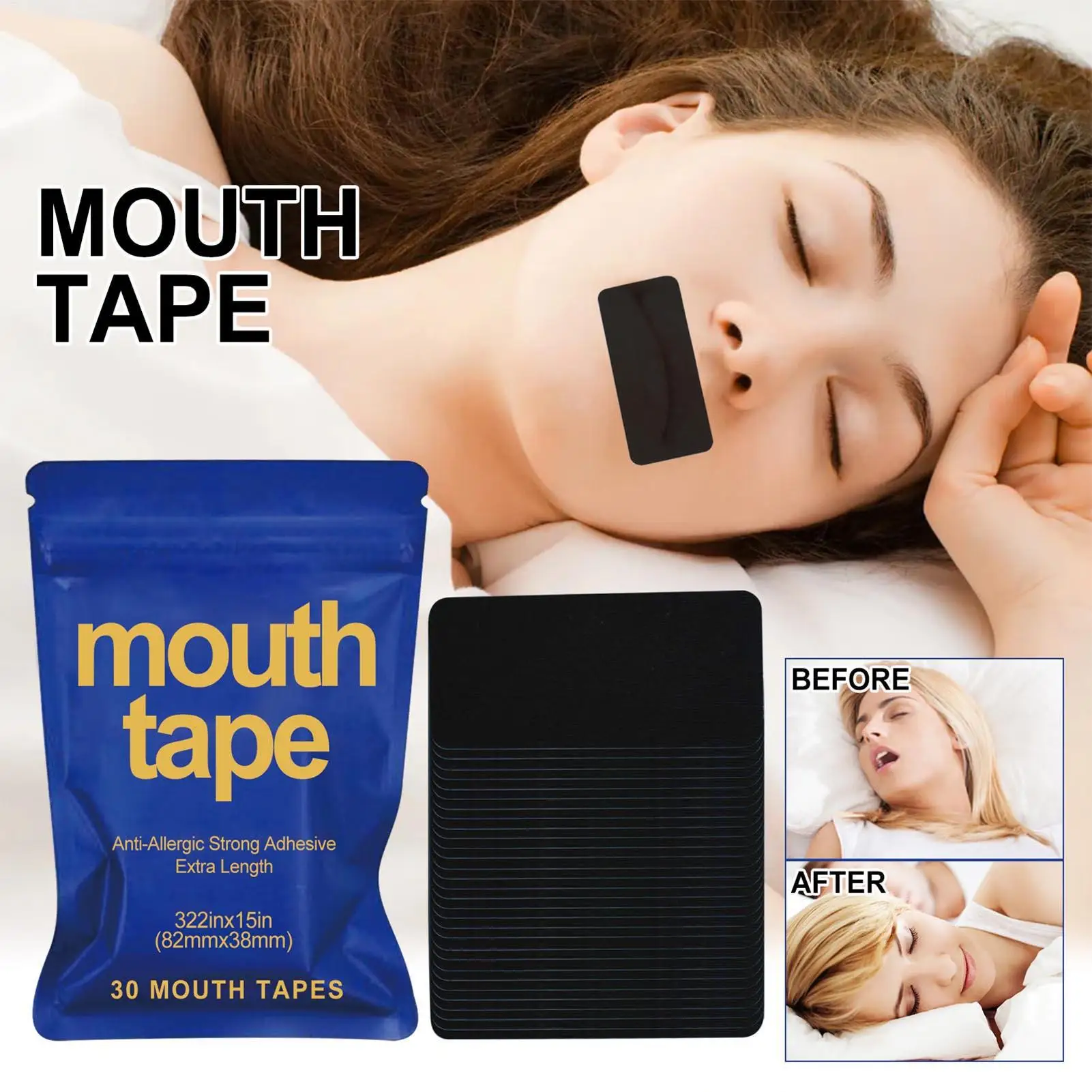 new 30pcs Mouth Tape for Sleep Anti Snoring Mouth Nose Strips Breathing Strips Reducenasal Strips Best Breathing Improved Sleep