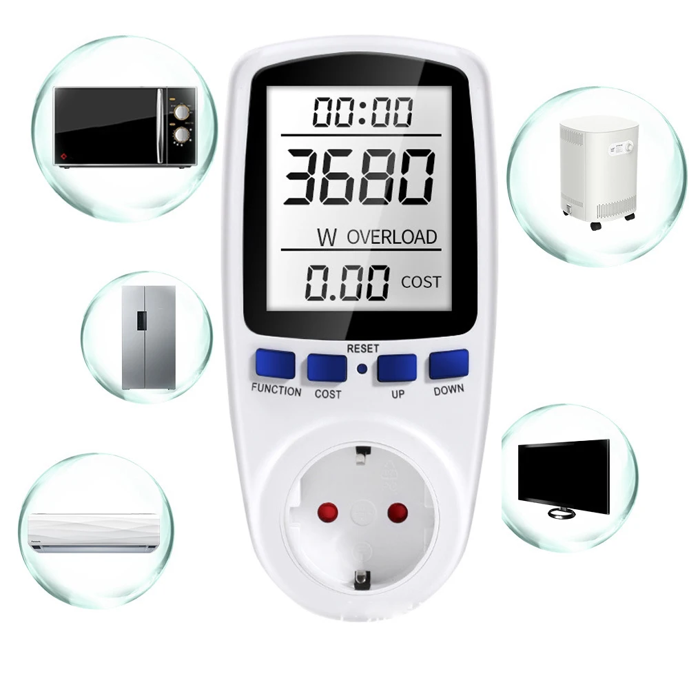 1pc AC Power Meters 230v EU Plug Digital Voltage Wattmeter Power Analyzer Electronic Energy Meter Measuring Outlet Socket