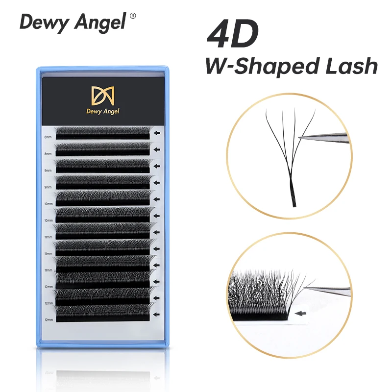 

Dewy Angel 4D W-Shaped Eyelash Extensions Supplies 4Tip C/D/DD Curl High Faux Mink Individual Lashes for Natural Soft Bloom Look