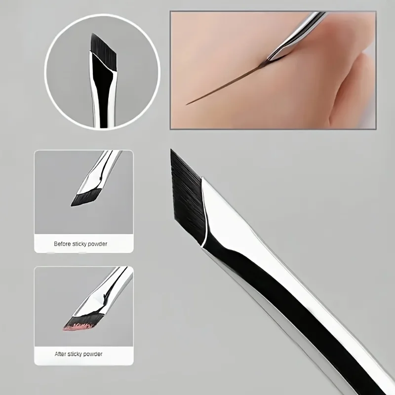 2pcs ultra-thin diagonal eyeliner brush set - fine diagonal eyeliner eyebrow brush, sickle ultra-thin diagonal flat angle, 3