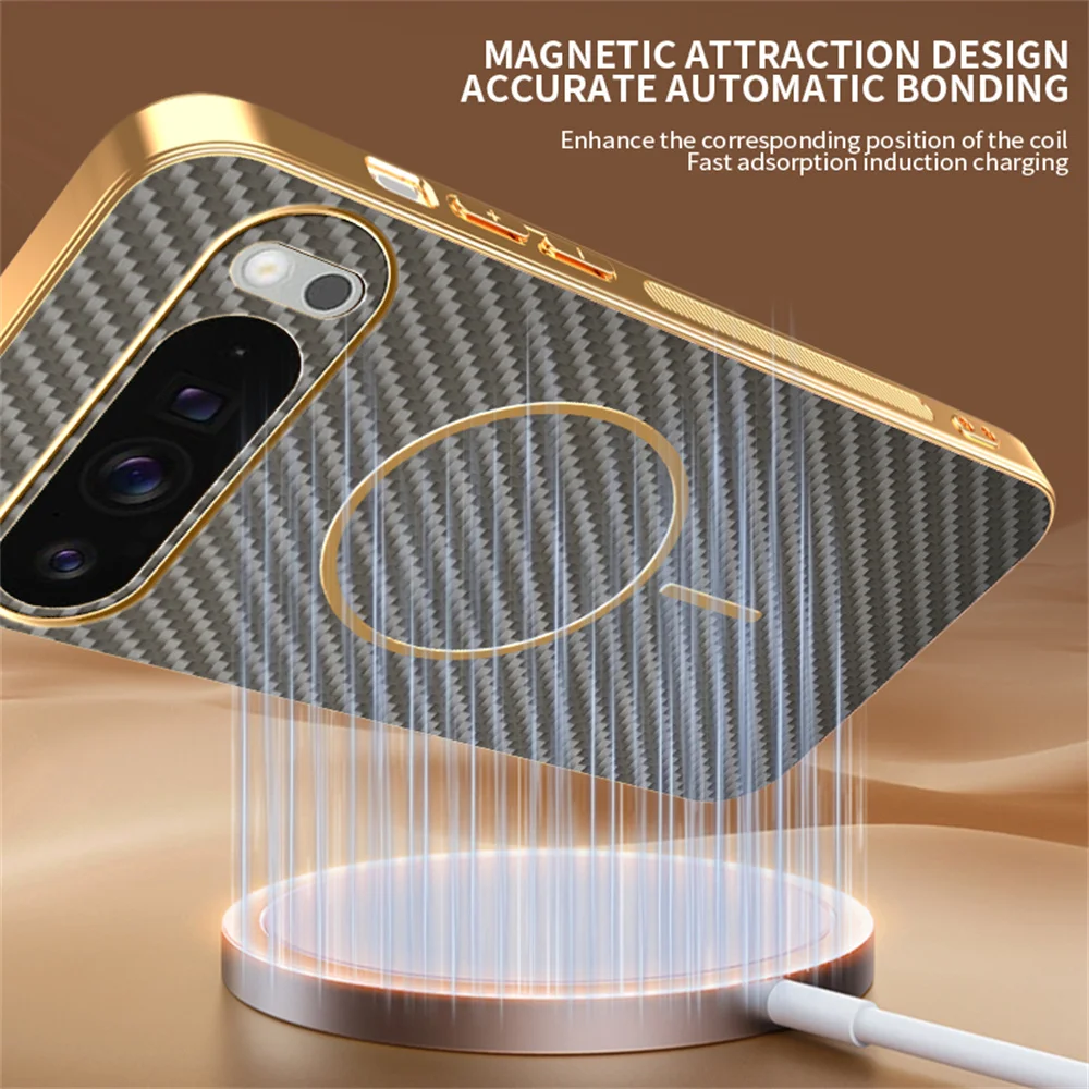 Luxury Magnetic Carbon Fiber Phone Case with Lens Protective Armor Cover