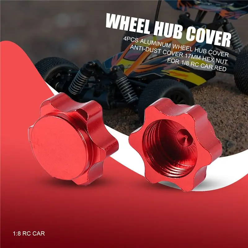 4개 알루미늄 휠 허브 커버 방진 커버 17mm 육각 너트 1/8 RC 자동차용