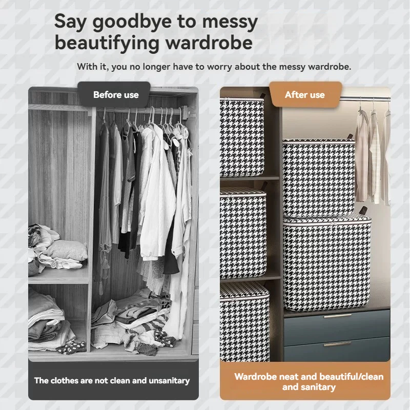 Clothes Storage Box Wardrobe Clothing Dust-Proof Storage Box Household Fabric Foldableing Large-Capacity Quilt Storage Box Artif 5