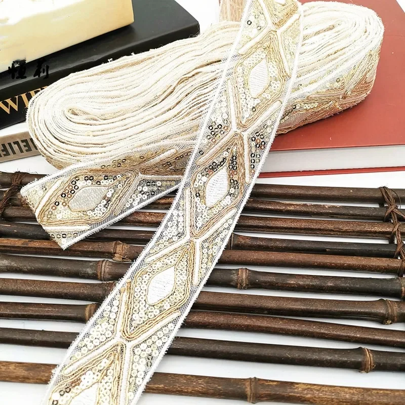 1 Yards Sequin Lace Trims Floral Ribbon Bridal DIY Sewing for Dress Decoration Craft Garment Accessories ribbon decoration ribbon supplies lace trim ribbon fabric craft supplies sequins ribbon sequins decoration trims