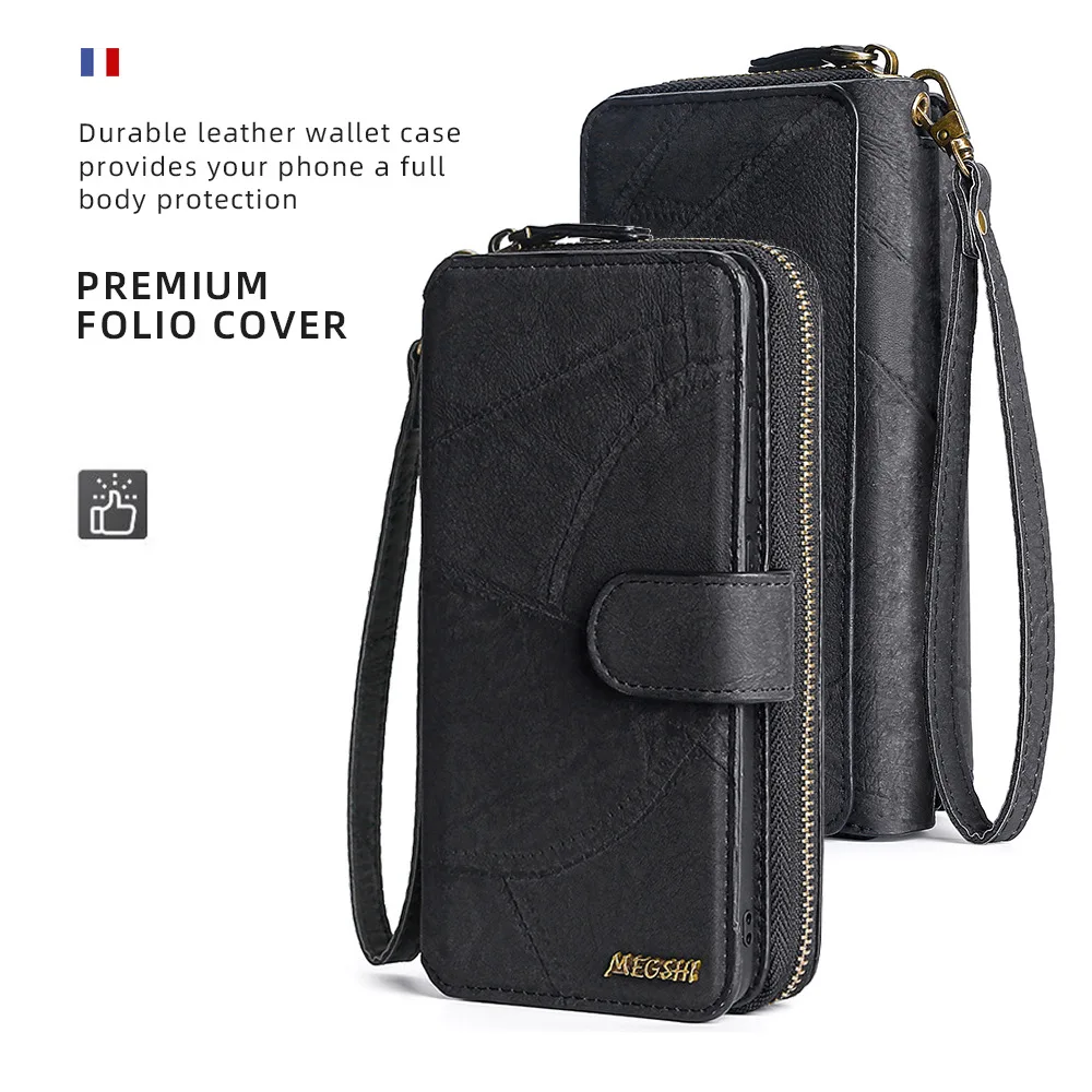 Megshi Detachable Flip Leather Case For Iphone 13 12 11 Pro Max Mini Business Wallet Phone Cover For Iphone Xs Max Se 2020 X Xr