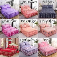 Ruffle Skirt Bedspread Home Textile Printed Bed Skirt Bedroom Coverlets Bedspreads Sheets Dust Cover Bedding  3PCS/Set 3