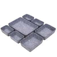 7Pcs/Set Felt Fabric Sundries Makeup Storage Box Office Stationery Organizer Desktop Snacks Food Container Tool Key Box Storage 1
