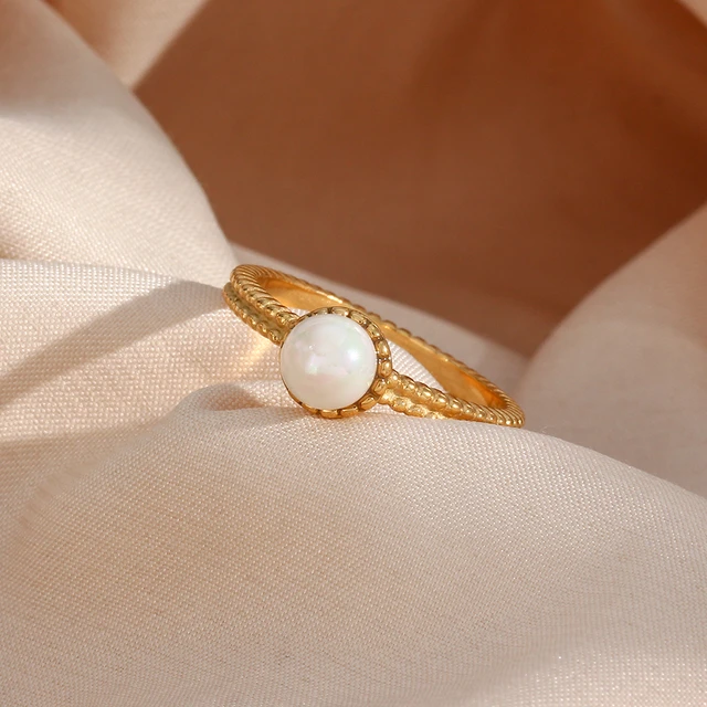 Buy 22k gold ring, Gold pearl ring, Wedding pearl ring, Gift for her online  at aStudio1980.com