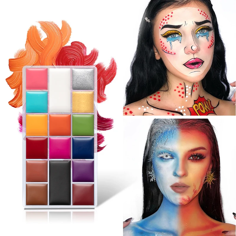 IMAGIC 12 couleurs Flash tatouage visage corps peinture à l'huile Art  utilisation dans Halloween fête robe fantaisie outil de maquillage de  beauté - AliExpress