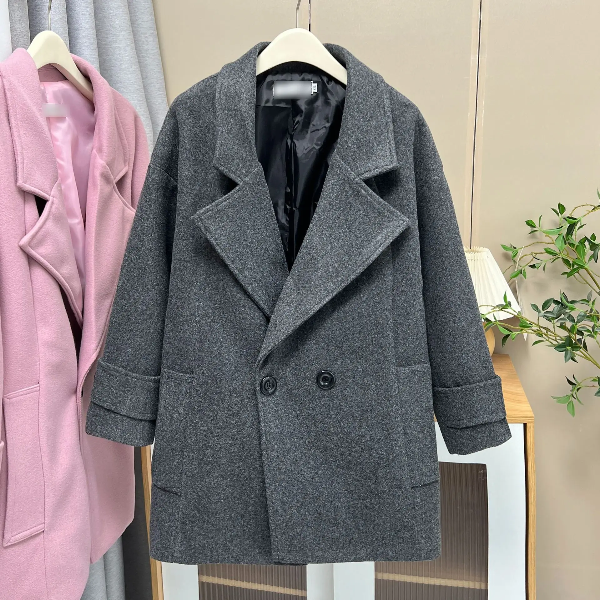 XXXXL Fashion Plus Size Women's Woolen Overcoat 2025 Winter New Style Elegant mid-length Tailored Collar Coat 1636