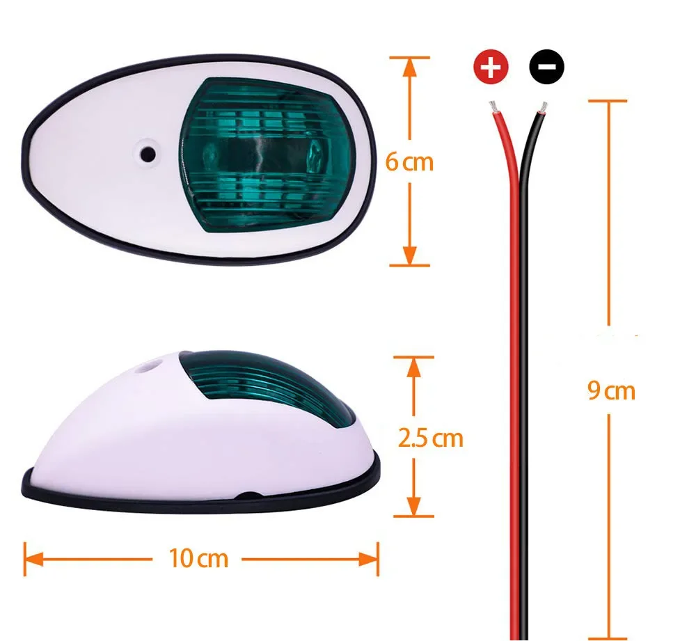 10-30V LED Navigation Light Signal Warning Waterproof Lamp Starboard Port Side Indicator For Marine Boat Yacht Truck Trailer Van