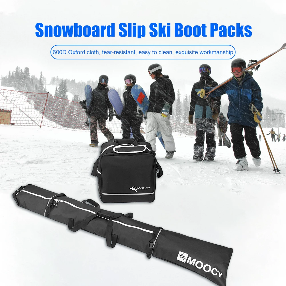 2Pcs Ski Bag Set Snowboard And Boot Bag Large Capacity Storage Waterproof Skis Backpack Skiing Duffle Bags Set