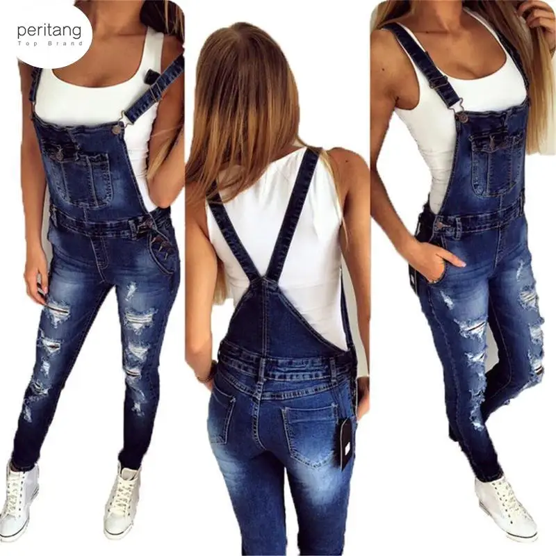 

Ladies Spring Fashion Loose Jeans Rompers Female Casual Overall Playsuit With Pocket Fashion Women Denim Jumpsuit