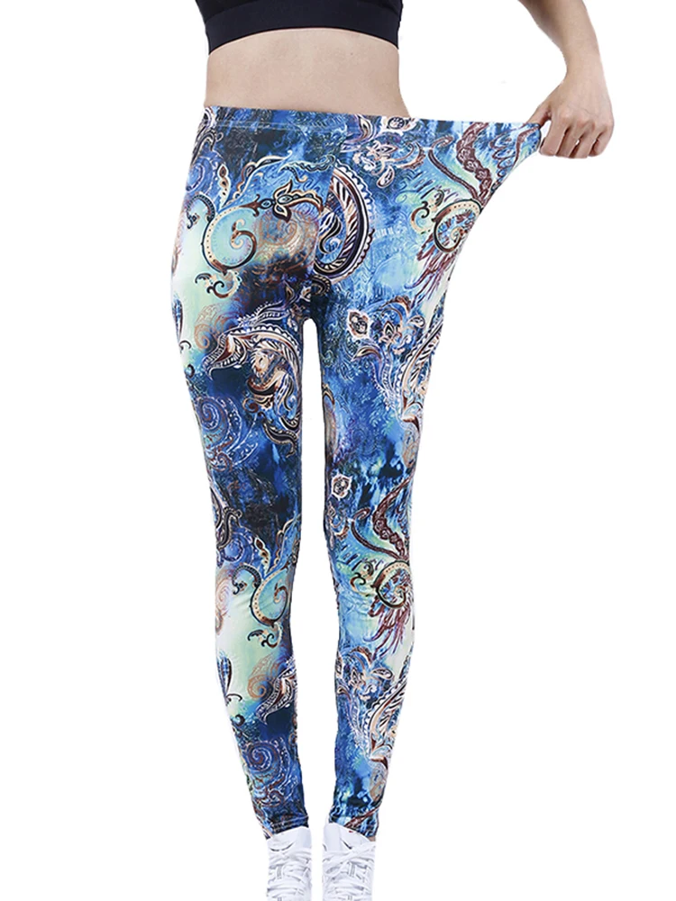 Womens for Leggins Graffiti Style Slim Stretch Trouser Army Green Leggings Deportes Pants K085 28