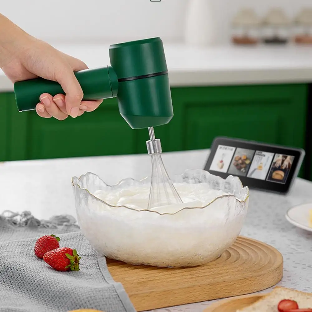 Electric Egg Beater Handheld Mixer USB-C Charging Cordless Whisk With Detachable Beaters 3 Speeds Modes Kitchen Tool For Baking