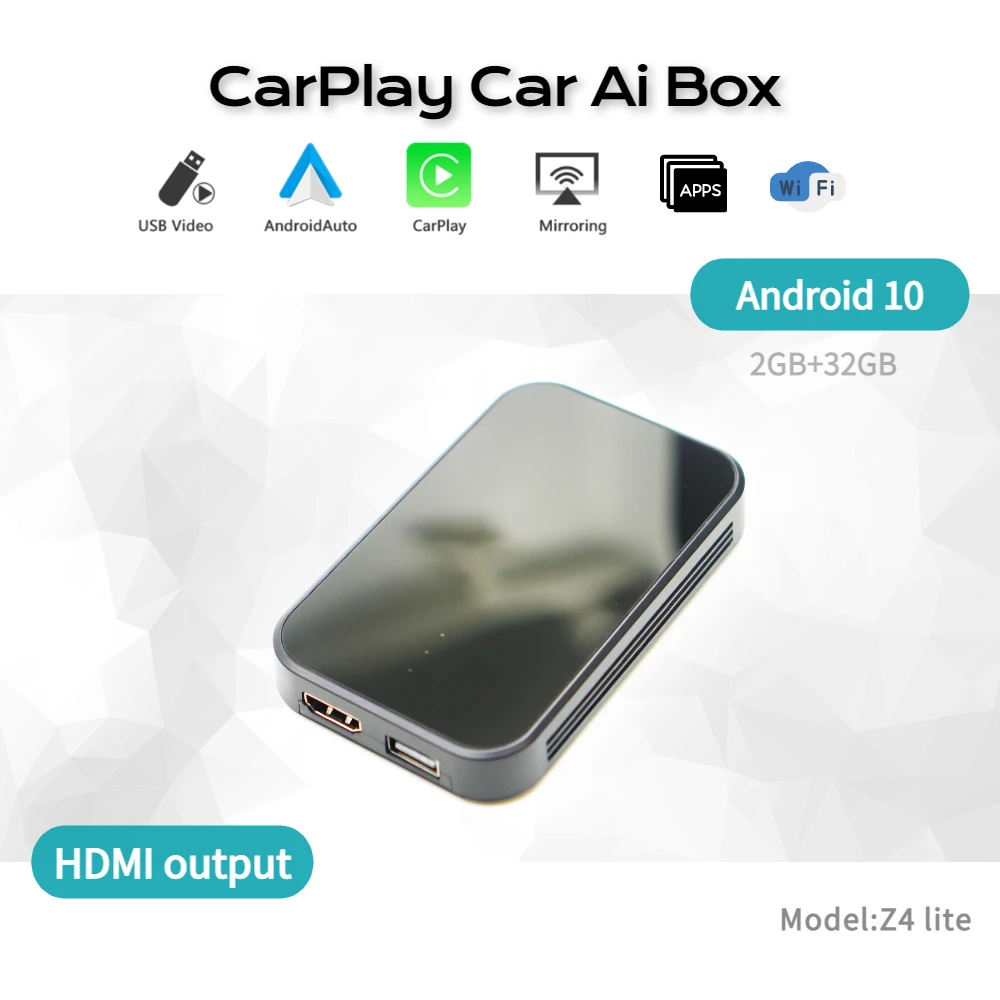 

Carplay AI Box Android 10 HDMI Wireless Android Auto Mirroring GPS Touch Smart 2G+32G USB for Car DIY
