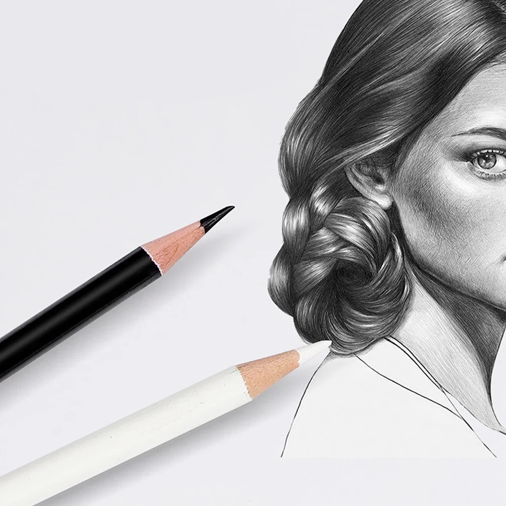 12pcs/Set Black White Color Oil Based Pencil Drawing Sketching Artist Pencils Art Learning Painting School Stationery Supplies 5