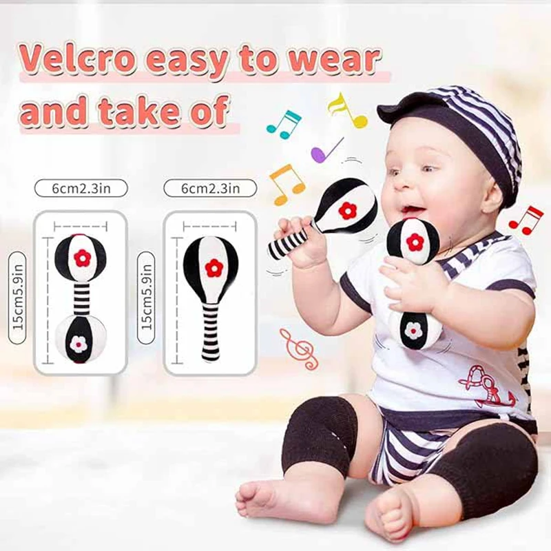Soft Rattles For Baby Black And White High Contrast 0-3 Months Newborn Toys 0-6 Months Infant Toys