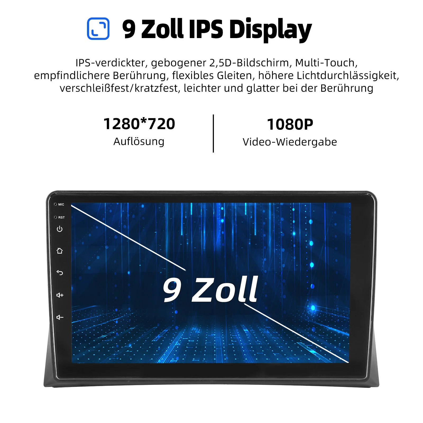 ESSGOO Autoradio Android15 9" 4+64 GB für VW T5 Multivan 2005-2010 GPS Navigation Wireless CarPlay Android Auto FM WiFi Bluetooth RDS Mirror Link Lenkradsteuerung 2+32 GB Touchscreen – Detail 8