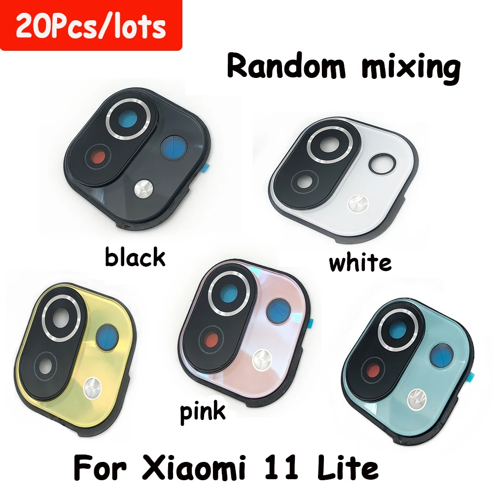 

20Pcs/Lot，100% Original Mi 11 Lite Rear Camera Glass Lens Back Camera with Frame Holder Adhesive For Xiaomi Mi 11 Lite