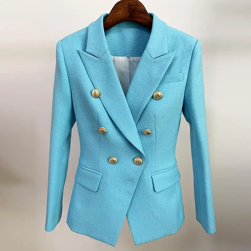 

HIGH STREET Newest 2024 Runway Designer Blazer Women's Classic Lion Buttons Double Breasted Slim Fitting Blazer Jacket