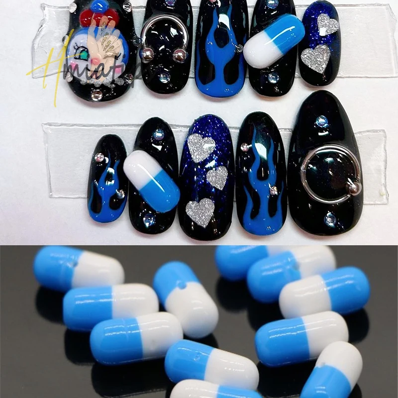 믹스 30pcs 알약 캡슐 수지 네일 매력 혼합 색상 장식 아크릴 DIY Shinning 쥬얼리 액세서리