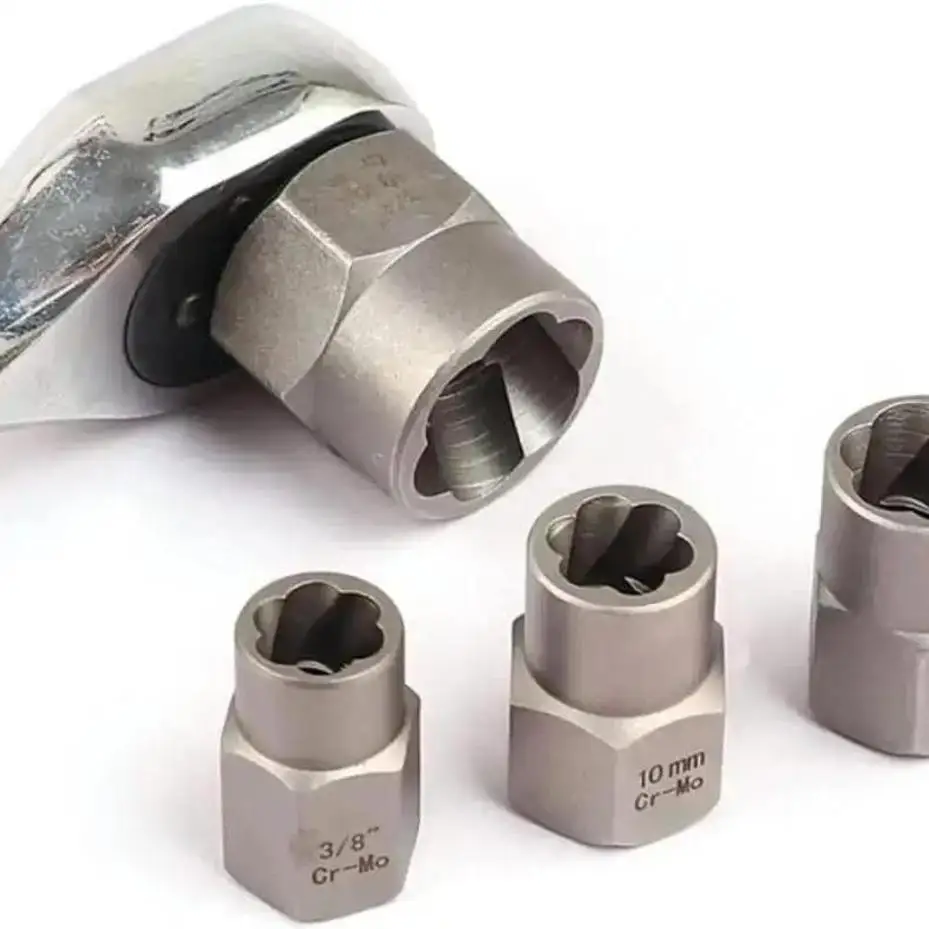 1 Set New 3/8” Drive Impact Bolt Nut Extractor Set 13 Pcs Lug Nut Remover Kit Twist Socket Tool Set With A 1/4” Hex Drive