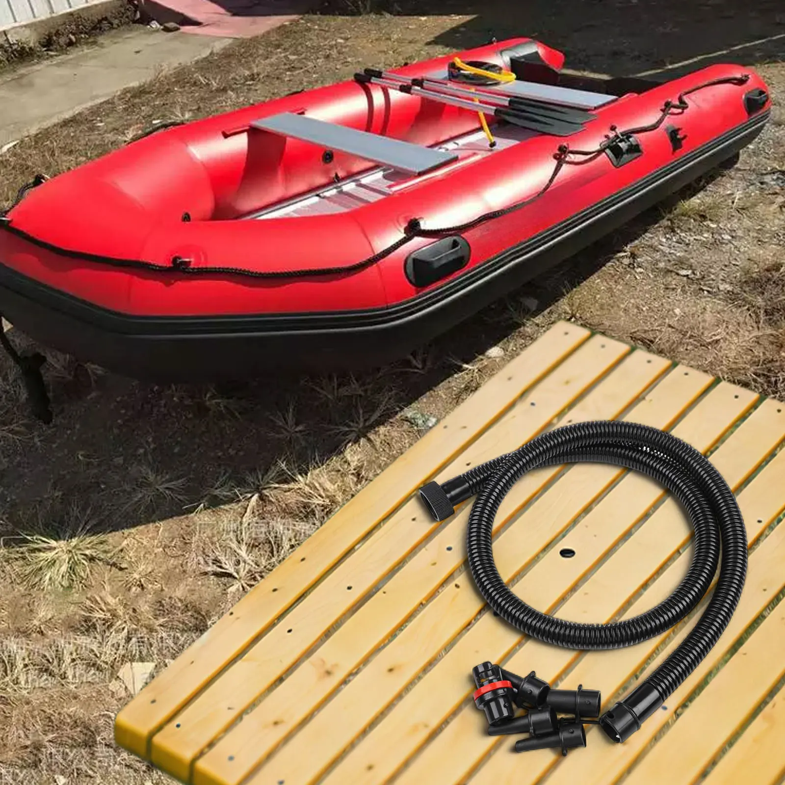 Schlauch für aufblasbare Produkte, Paddle-Board-Schlauch, aufblasbarer Luftpumpenschlauch, geeignet für aufblasbare Matratzen, 5 Düsen im Lieferumfang enthalten – Detail 21