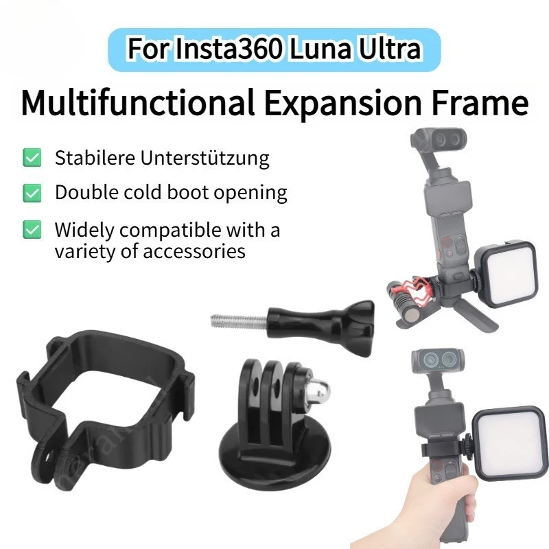Insta360 Luna Ultra/필 라이트/미니 데스크탑 스탠드/가슴 스트랩/넥 브레이스 카메라 액세서리용 다기능 확장 프레임