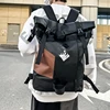 VC Men's Functional Black Backpack Trend Canvas Patchwork Design Backpack Large Capacity Travel Backpacks for Men School Bag 3