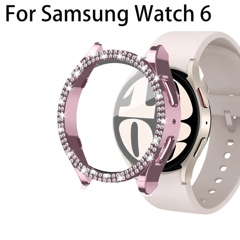 Custodia Bling Per Samsung Galaxy Watch 6 44Mm 40Mm Diamond Hollow Frame Pc Protective Galaxy Watch 6 Cover Accessori Smartwatch