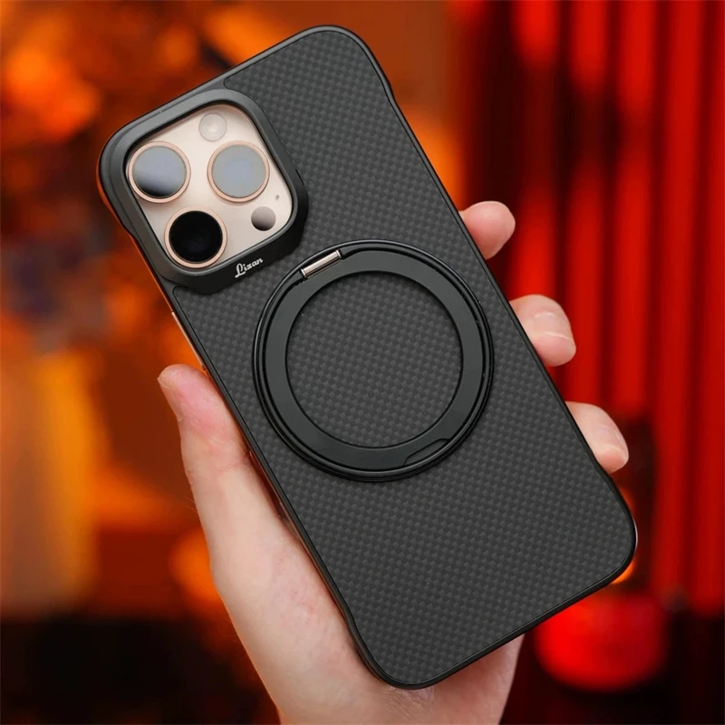 الفاخرة ألياف الكربون الملمس Magsafe حامل جراب هات...