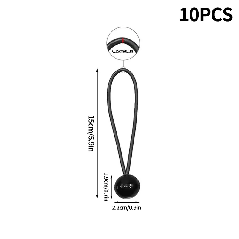10/50pcs Black Bungee Ball Rope Camping Equipment Elastic Tent Canvas Fixing Tarpaulin Awning Canopy Heavy Duty Tarp Tie Down