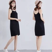 Robe Modal à bretelles Spaghetti pour femmes, jupe gilet longue de 90 à 120cm, Camisoles, jupon intérieur 4