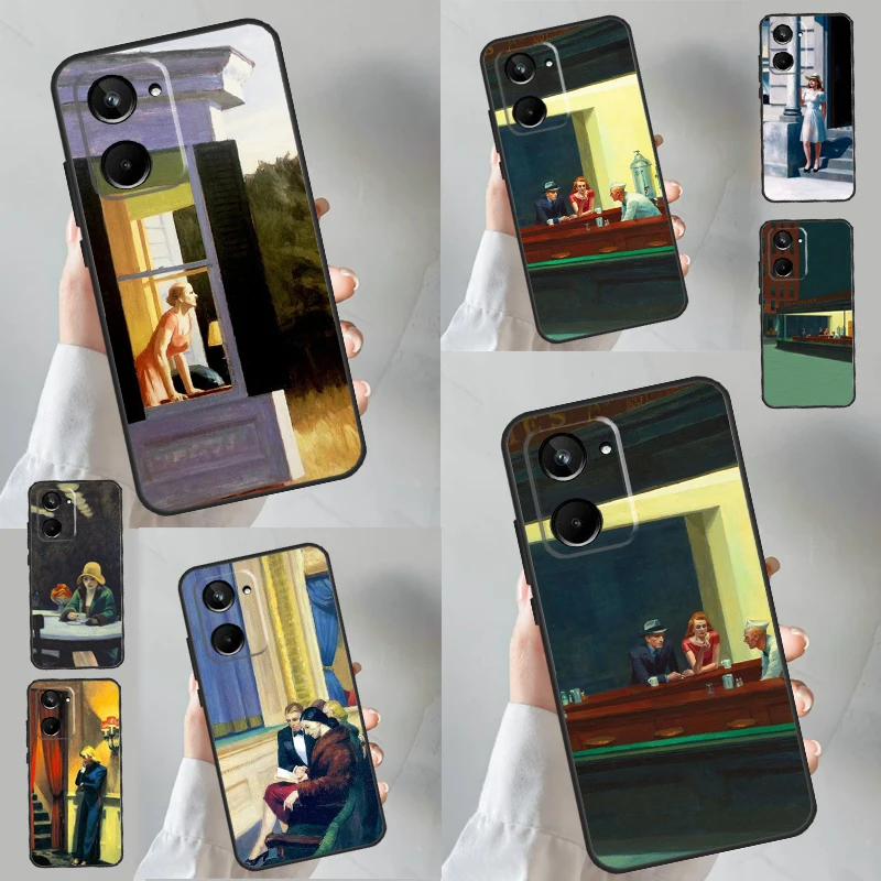 Nighthawks Di Edward Hopper Per Realme 11 8 9 10 Pro Plus Gt Neo 5 3T 2T C11 C21 C25 C21Y C31 C30 C33 C35 C55 Case