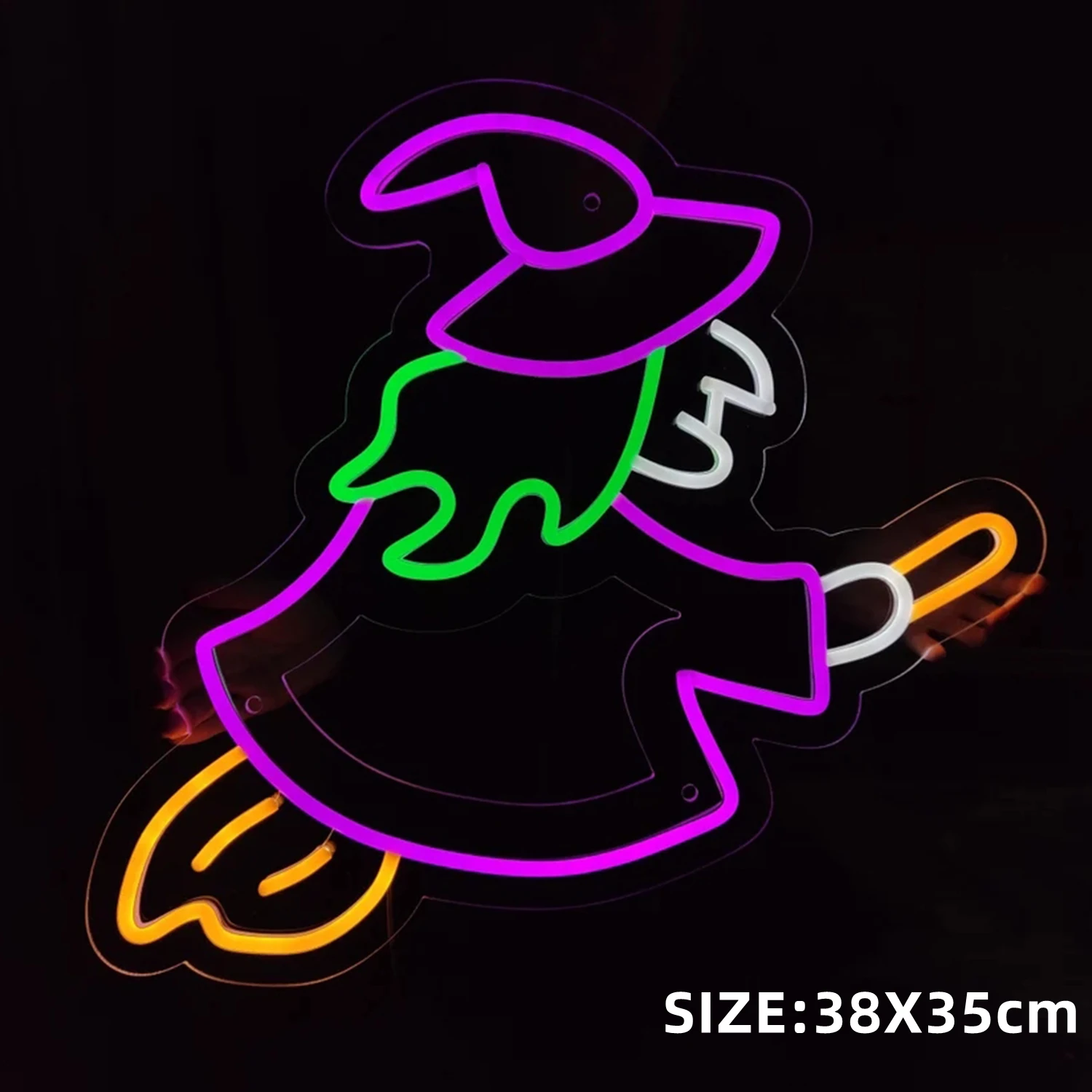 Neonschild „Happy Halloween“ – LED, Dimmbar, USB, Violett-grün, Für Party-Deko