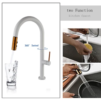 ZAPPO สีขาวและ Rose Gold ก๊อกน้ําห้องครัวดึงลง Magnetic Docking Sprayer สแตนเลสดึงออก RV ก๊อกน้ําอ่างล้างจาน 2