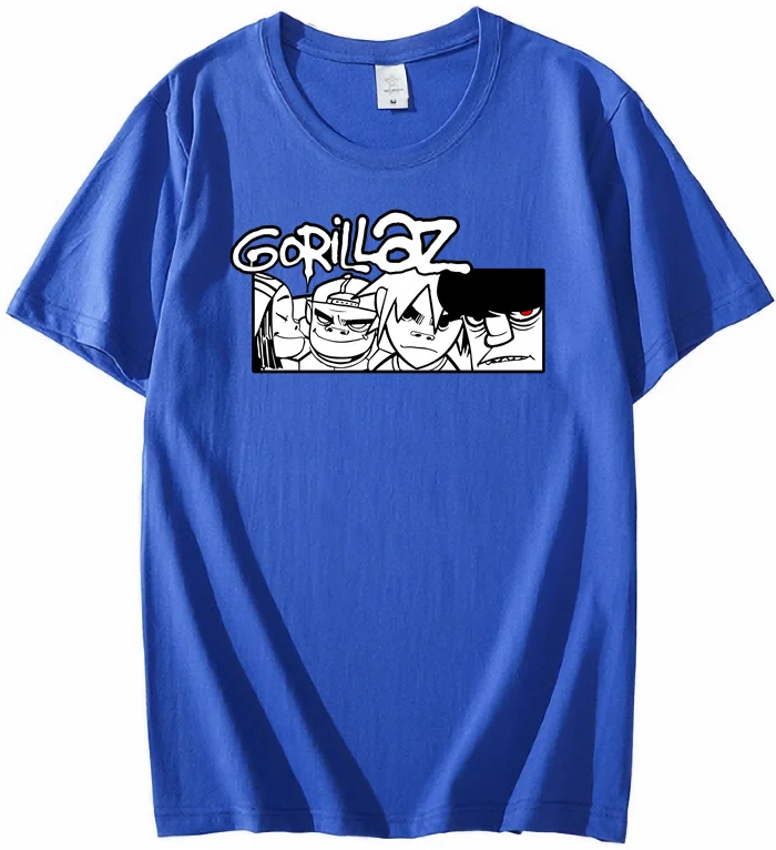 

Popular Virtual Band Gorillaz Men's Summer T-Shirt 100% Cotton Unique Style Crazy 4 Photo High Quality Printed Tees