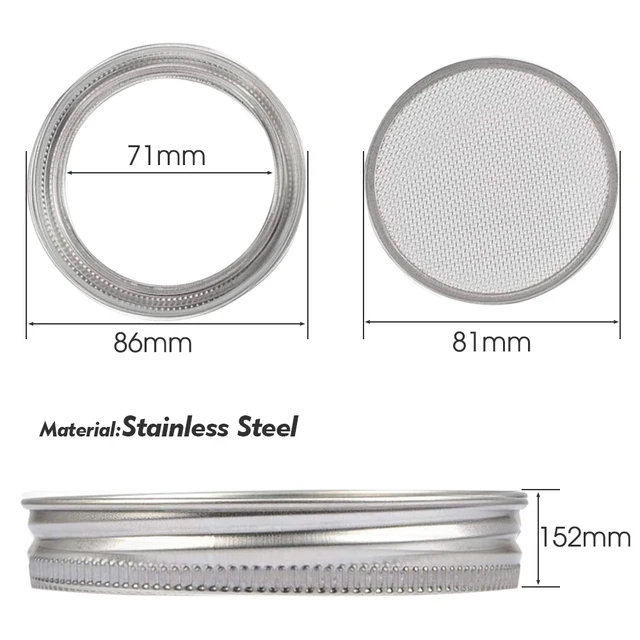 86mm Wide Mouth Sprouting Jar Filter cap Stainless Steel Screen Seed Germination Tray Kit for Peas Bean Sprouts Seedling Growth 3