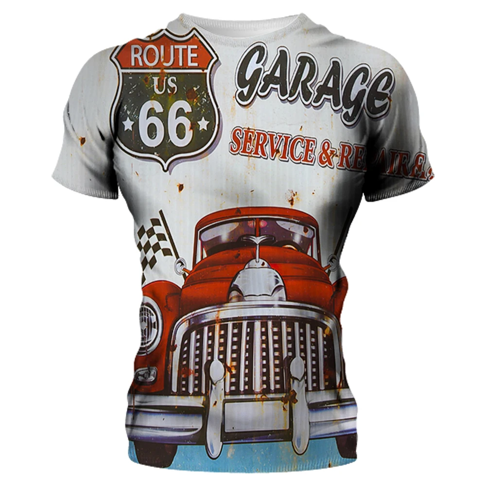 

Vintage Men's T-shirt Route 66 Graphic Sweatshirt Biker Short Sleeve Tees Male Punk Shirt O-Neck Pullover Cheap Cool Clothing