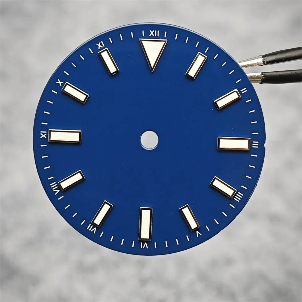 Enameled Watch Dial with Green Luminous Face - 28.5mm